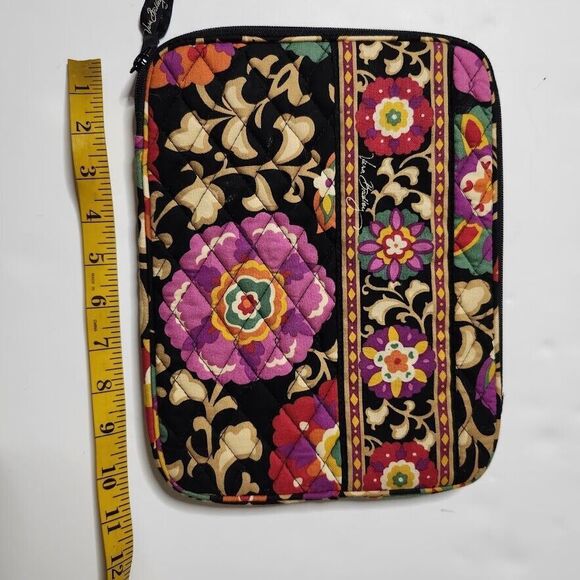 Vera Bradley Floral iPad-Tablet eReader Sleeve Case Zip Cover Quilt 10x8 Black - Picture 3 of 6